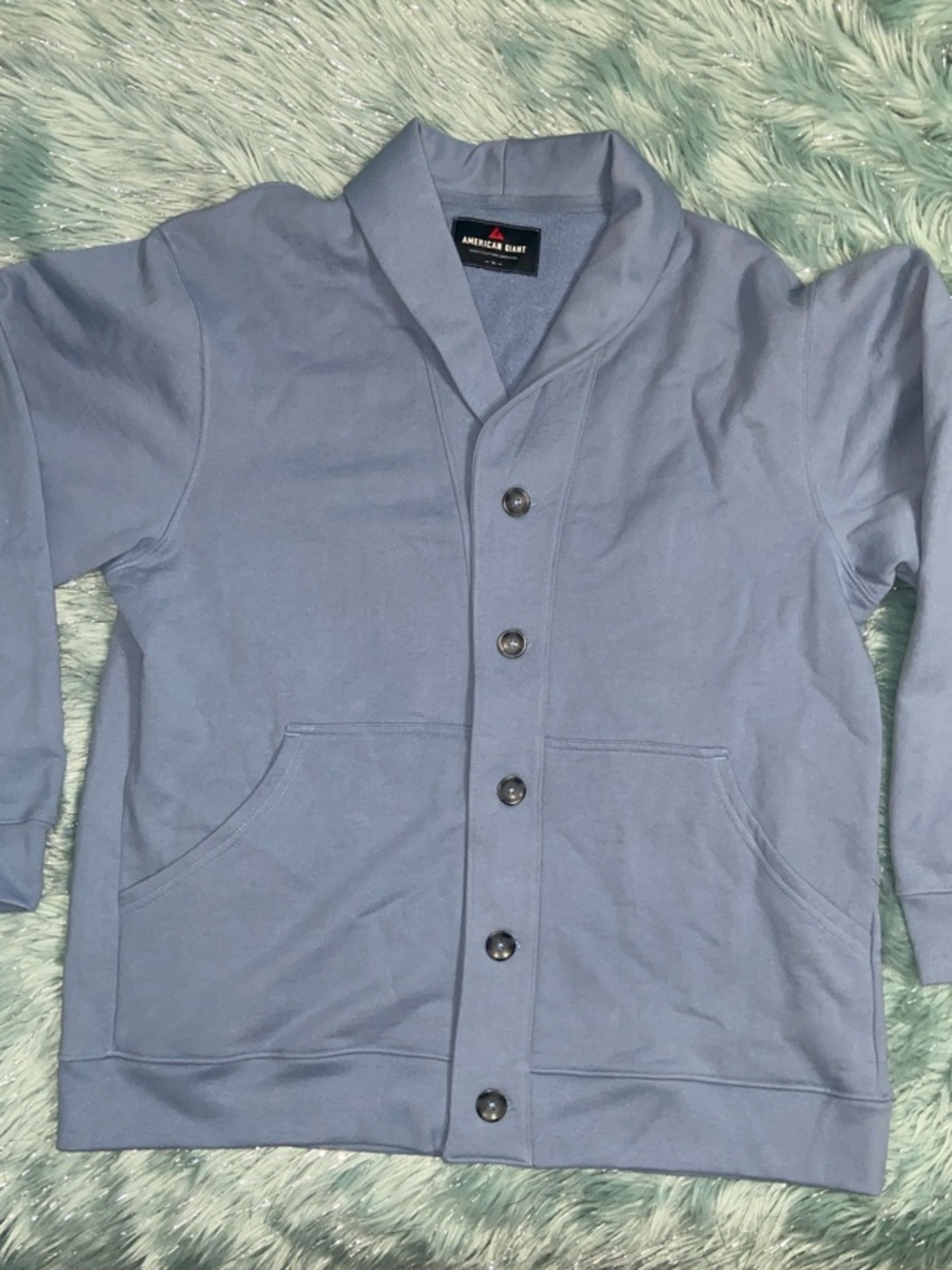 American Giant Men’s Shawl Collar Infinity Blue Cardigan